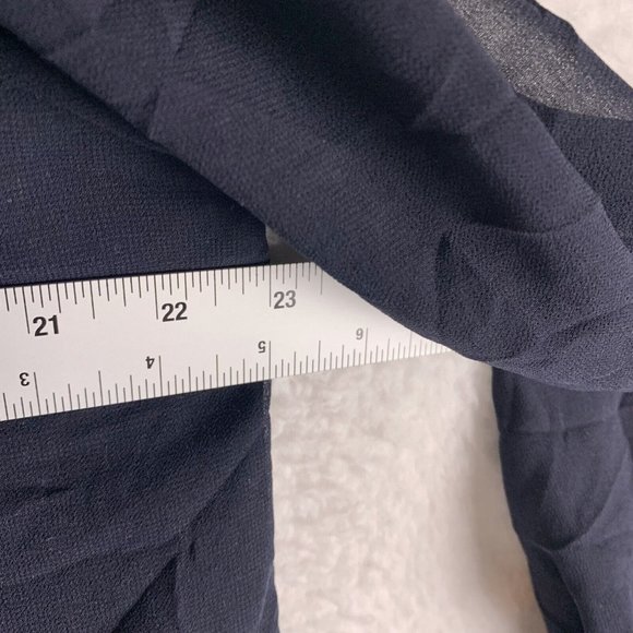 Carmen Marc Valvo Sheer Blouse Womens XL Black Ruffle Sleeve Button Front 7761 - Picture 4 of 5